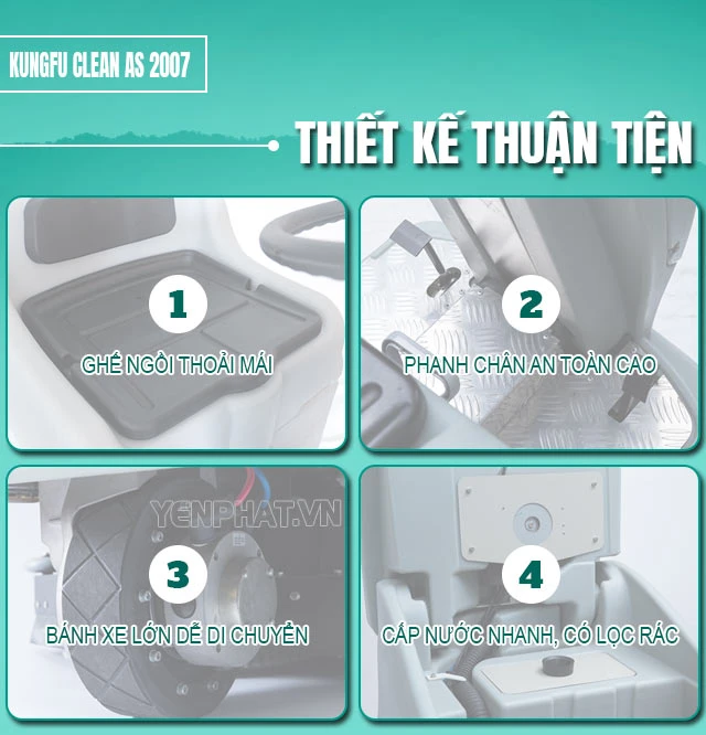 thiết kế của máy chà sàn ngồi lái Kungfu Clean AS 2007