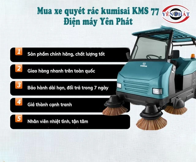 xe dọn rác ngồi lái Kumisai KMS 77 tại Yên Phát