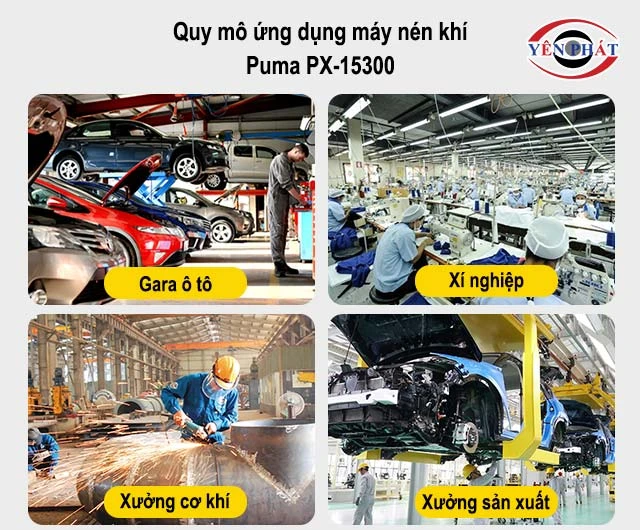 ứng dụng máy nén hơi Puma PX-15300