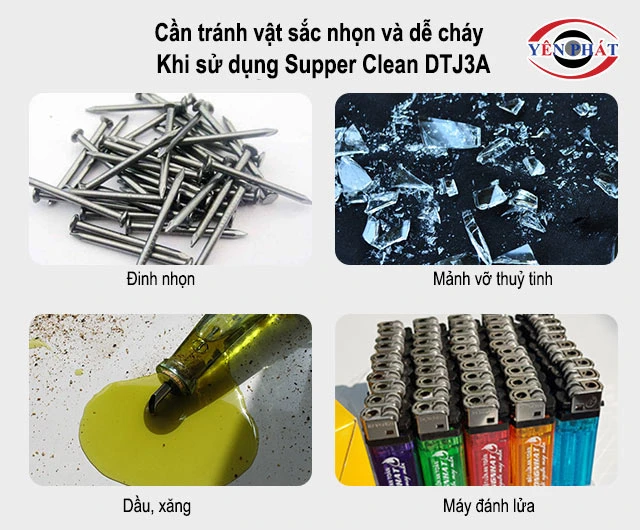 cần tránh không hút các vật sắc nhọn