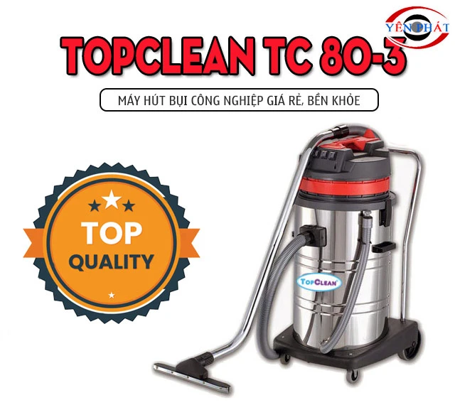Máy hút bụi công nghiệp TopClean TC 80-3 bền khỏe, cơ động