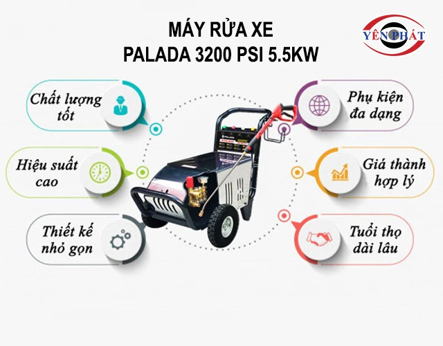 ưu điểm của Máy rửa xe Palada 3200 PSI 5.5KW