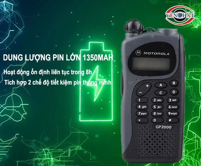 dung lượng pin của Bộ đàm Motorola GP-2000