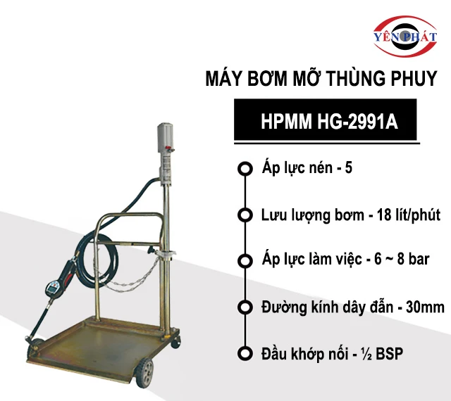 Máy bơm mỡ HPMM HG-2991A bơm mỡ siêu nhanh