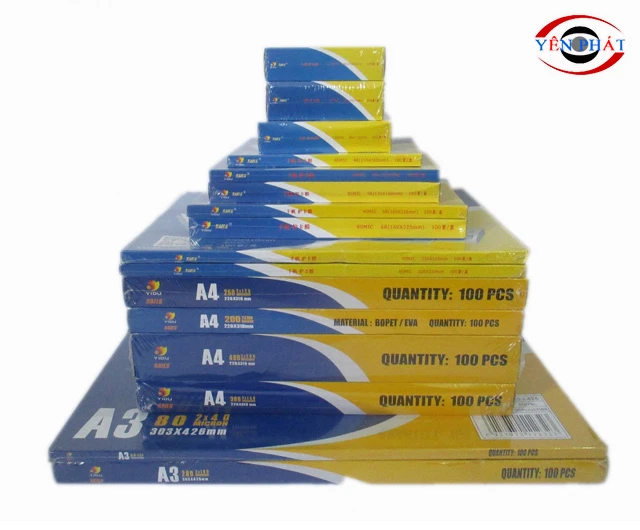 Báo giá giấy ép Plastic A2, A3, A4, A5, A6 | Khổ dày, mỏng