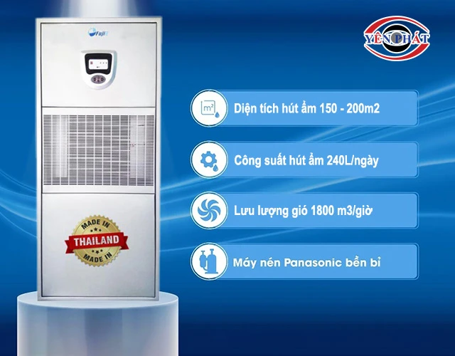 công suất của máy hút ẩm công nghiệp Fujie HM-240