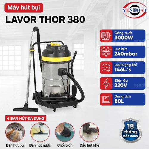 Máy hút bụi công nghiệp khô & ướt THOR 380 2