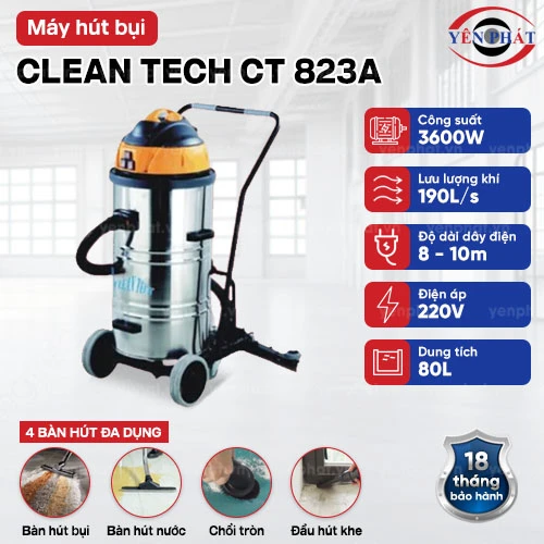 Máy hút bụi công nghiệp Clean Tech CT 823A 2