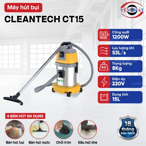 Máy Hút Bụi nhà xưởng khô ướt Cleantech CT15 2