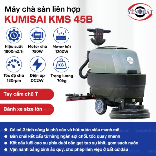 Máy chà sàn liên hợp Kumisai KMS 45B (Ắc quy) 2
