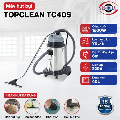 Máy hút bụi, hút nước công nghiệp Topclean TC40S 2
