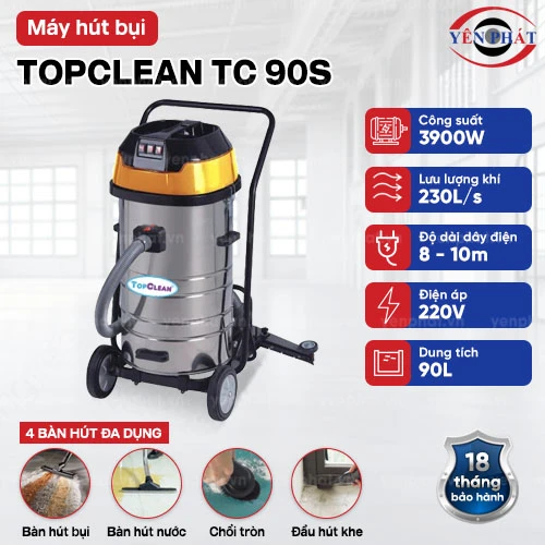 Máy hút bụi công nghiệp TopClean TC 90S (3 motor) 2