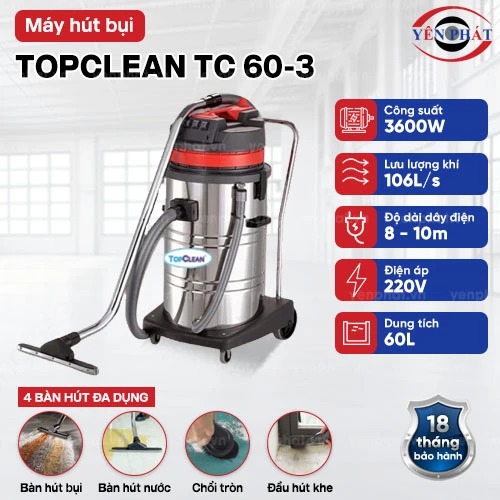Máy hút bụi công nghiệp TopClean TC 60-3 2