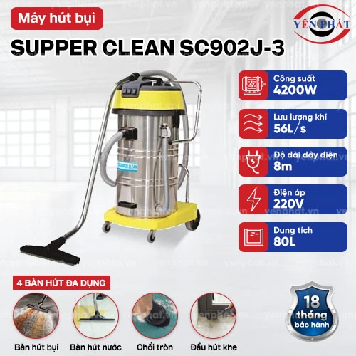 Máy hút bụi, hút nước công nghiệp Supper Clean SC902J-3 80 Lít 2