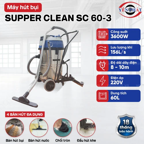 Máy hút bụi công nghiệp SUPPER CLEAN SC 60-3 2