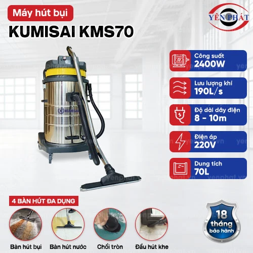 Máy hút bụi hút nước công nghiệp Kumisai KMS70 2