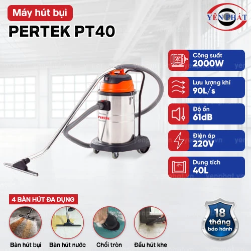 Máy hút bụi công nghiệp Pertek PT40 2