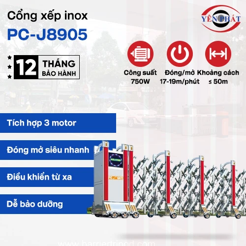 Cổng xếp inox chạy điện PC-J8905 2