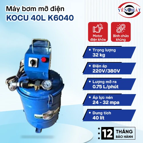 Máy bơm mỡ điện Kocu 40L K6040 2