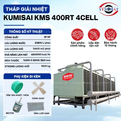 2 tổ hợp tháp giải nhiệt Kumisai KMS 400RT 4Cell 2