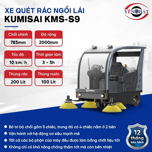 Xe quét rác ngồi lái Kumisai KMS-S9 2
