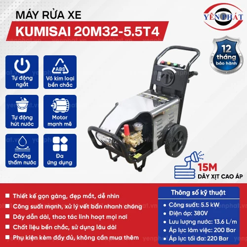 Máy rửa xe cao áp giá rẻ Kumisai 20M32-5.5T4 (tự động ngắt) 2