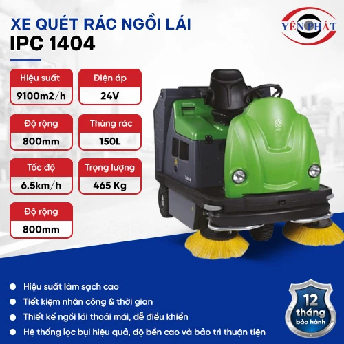 Xe quét rác đường ngồi lái công nghiệp IPC 1404 2