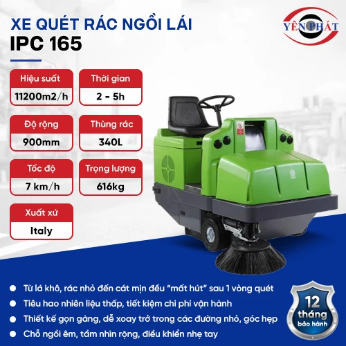 Xe quét rác đường ngồi lái công nghiệp IPC 165 2