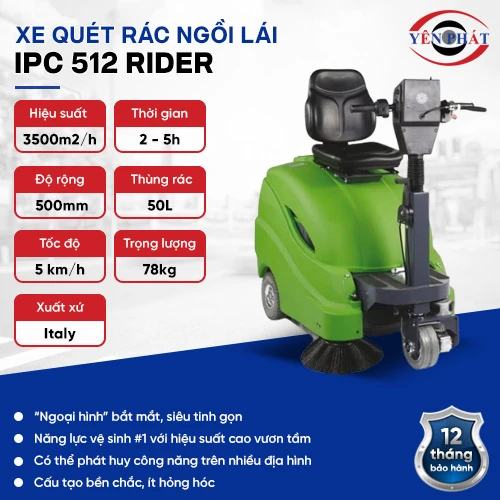 Xe quét rác đường ngồi lái công nghiệp IPC 512 RIDER 2