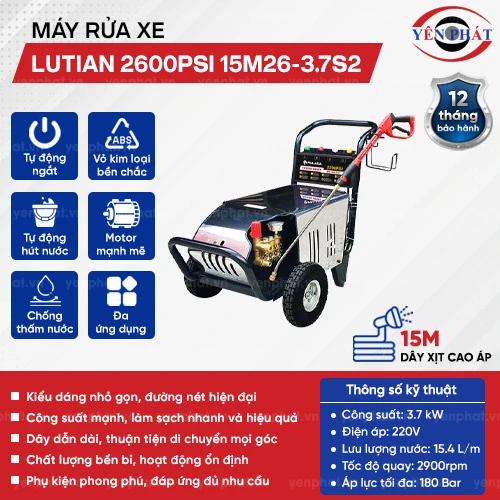 Máy rửa xe áp lực cao Lutian 2600PSI 15M26-3.7S2 2