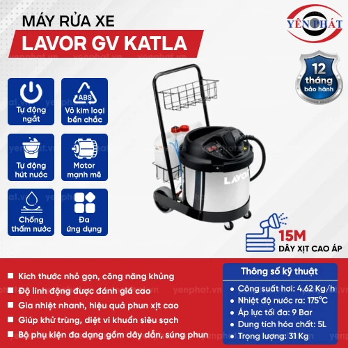 Máy rửa xe chuyên dụng hơi nước nóng Lavor GV Katla 2