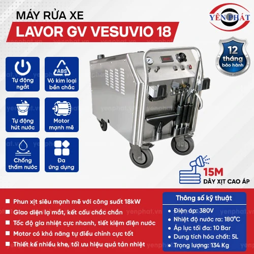 Máy rửa xe công nghiệp hơi nước nóng Lavor GV VESUVIO 18 2