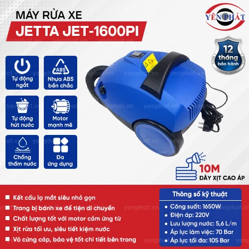 Máy bơm nước rửa xe máy gia đình Jetta JET-1600PI 2