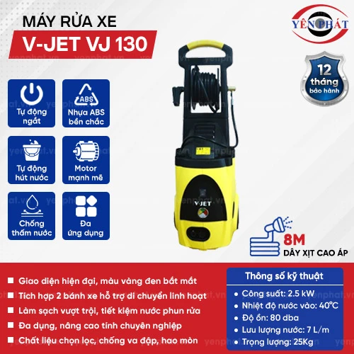 Máy rửa xe máy mini gia đình V-JET VJ 130 giá rẻ 2