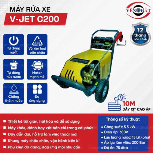 Máy rửa xe ô tô cao áp V-Jet C200 2