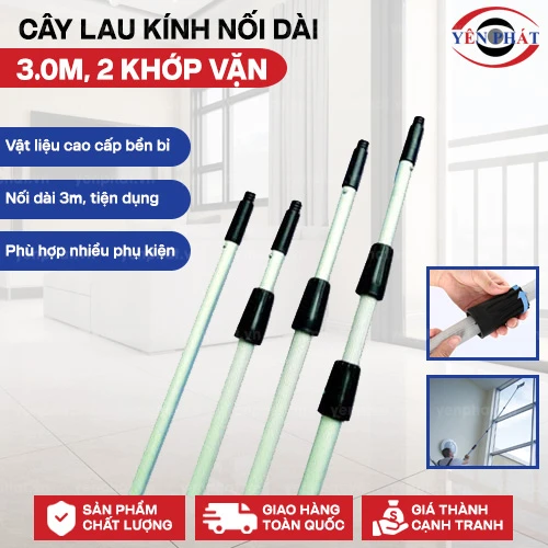 Cây nối dài lau kính 3.0m, 2 khớp vặn 2