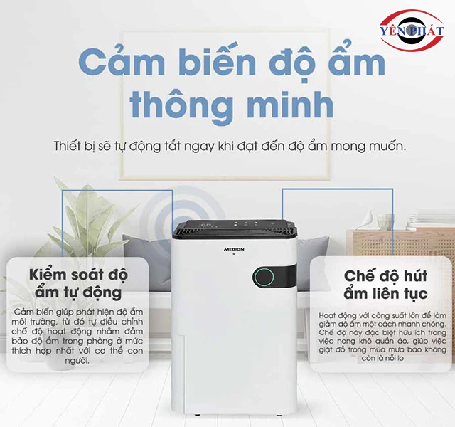 cảm biến độ ẩm thông minh của máy hút ẩm 24L