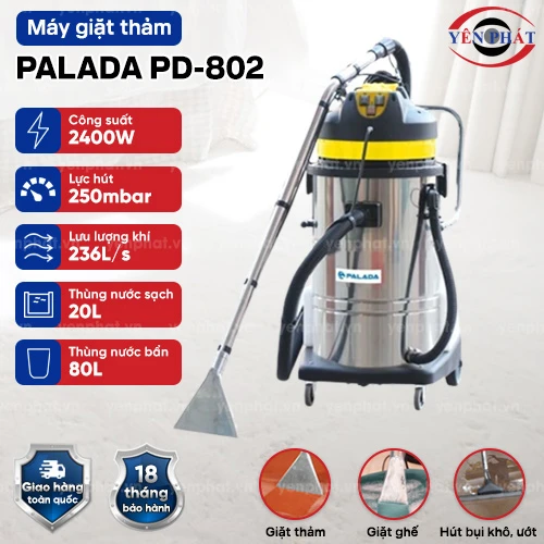 Máy giặt thảm phun hút Palada PD-802 2