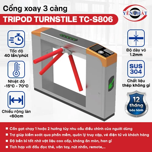 Cổng xoay 3 càng Tripod Turnstile TC-S806 2