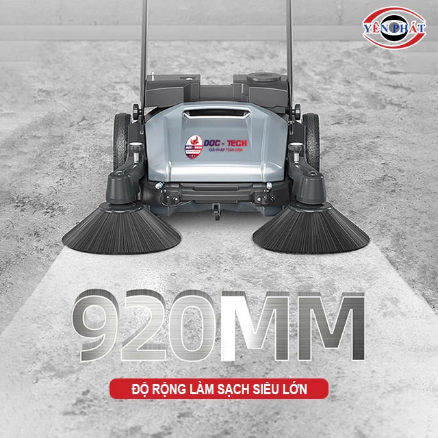 độ rông làm sạch lớn của xe quét rác đẩy tay DQC - Tech 1F