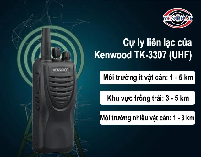 Cự ly liên lạc của bộ đàm cầm tay Kenwood TK-3307 (UHF)