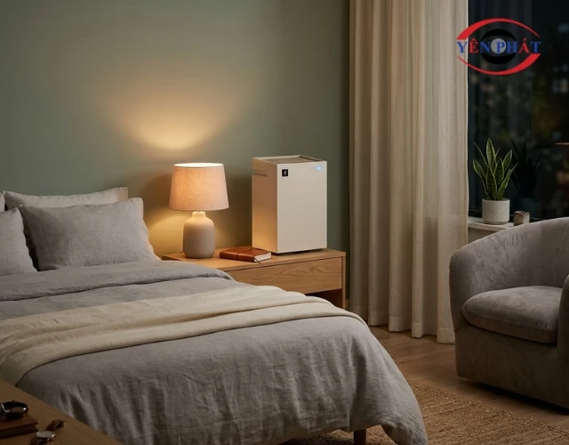 Máy lọc không khí Sharp FP-S40V-W 23W có thiết kế nhỏ gọn, thích hợp đặt trong phòng ngủ