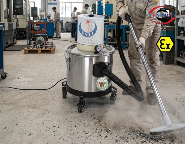 Máy hút bụi khí nén phòng nổ AX1015 ứng dụng rộng rãi tại kho xưởng