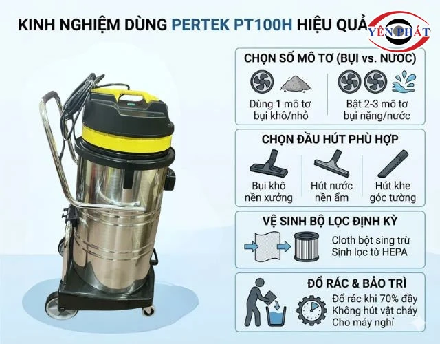 chọn máy hút bụi công nghiệp Pertek PT100H (New 2003)