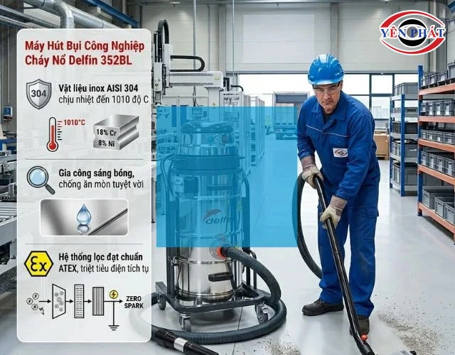 ưu điểm Máy hút bụi chống cháy nổ Delfin 352 BL