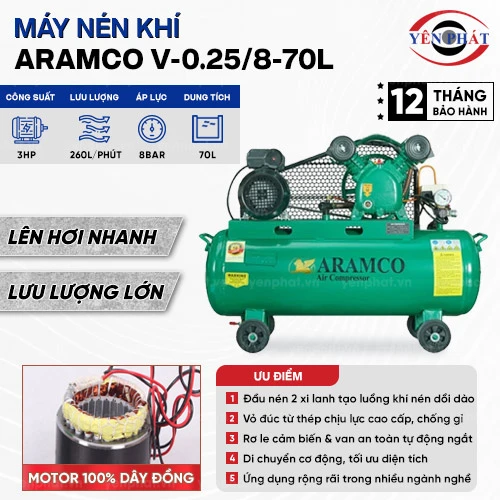 Máy nén khí Aramco V-0.25/8-70L 380V 2