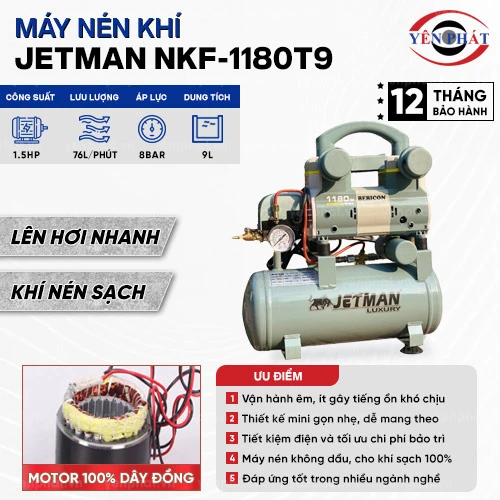 Máy nén khí không dầu Jetman NKF-1180T9 2