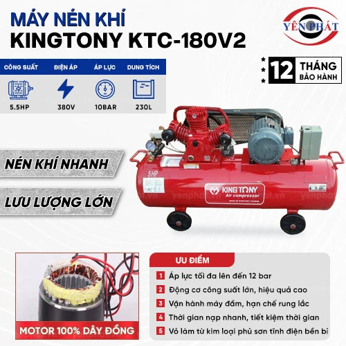 Máy nén khí dây đai KingTony KTC-180V2 2