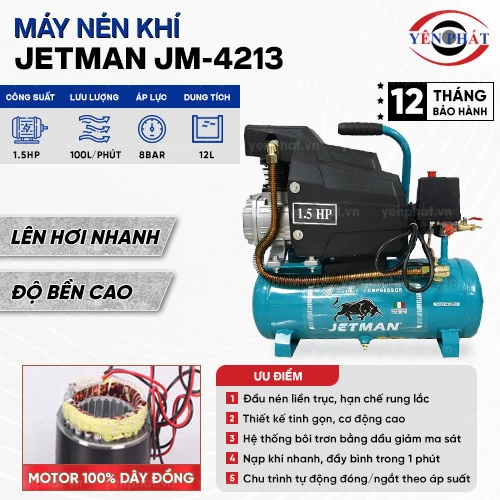 Máy nén khí liền trục Jetman JM-4213 1.5HP 12L 2