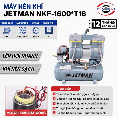 Máy nén khí không dầu Jetman NKF-1600*T16 2